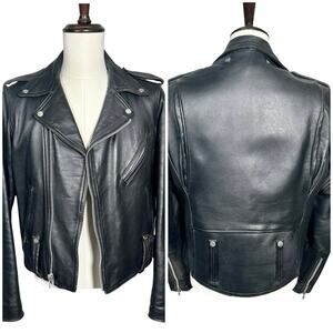 Harley Davidson | Men | Vintage Black Heavy Rugged Leather Biker Jacket | 40 R